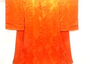 アンティーク　綸子立涌に菊・牡丹模様織出し長襦袢